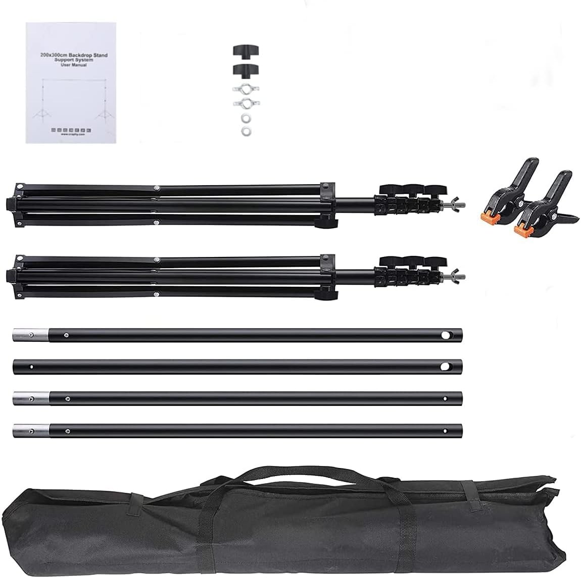 10x8.5FT Backdrop Stand Kit with Spring Clamp, Sand Bag, Carry Bag J372770