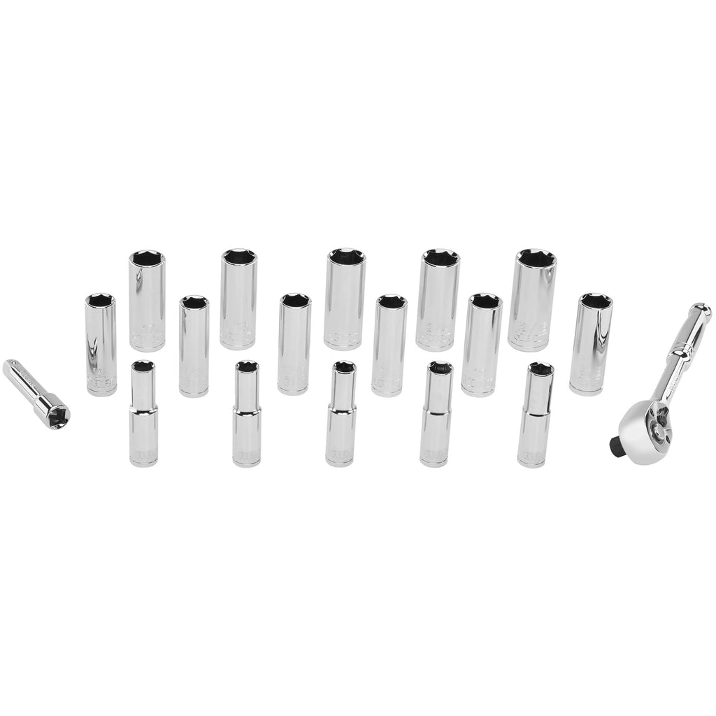 18-Piece 3/8-inch Drive Deep Socket Set with Ratchet P330029