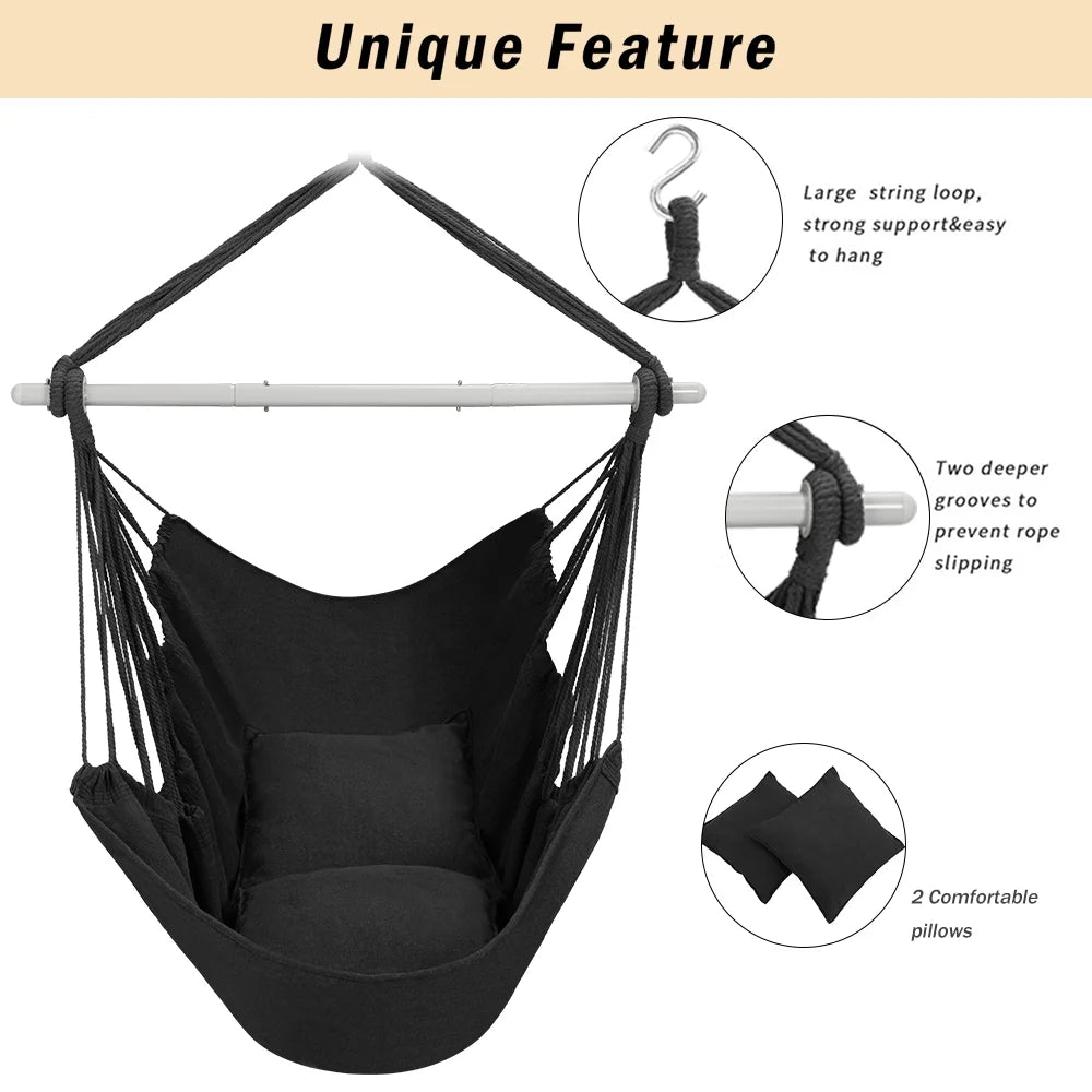 Large Cotton Hammock Chair Swing with Cushions V603