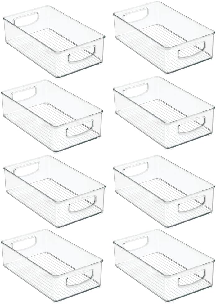 Clear Plastic Storage Container Bins with Handles, 8 Pack C354