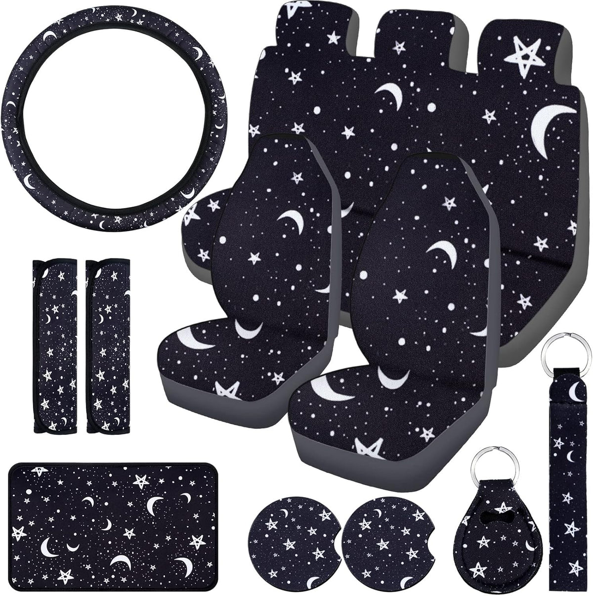 15 Pieces Moon and Stars Car Seat Cover Full Set M655646