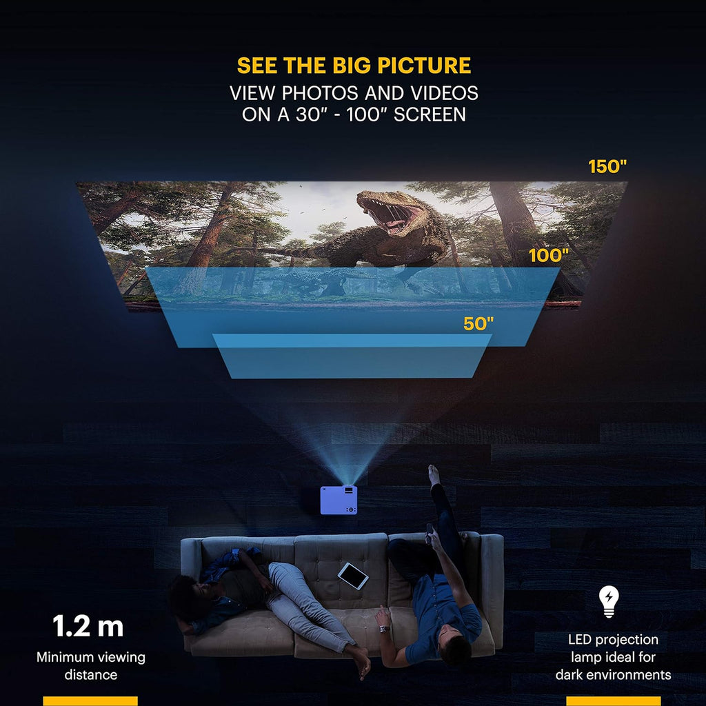 Home Projector with Tripod and Case, 1080p HD J487