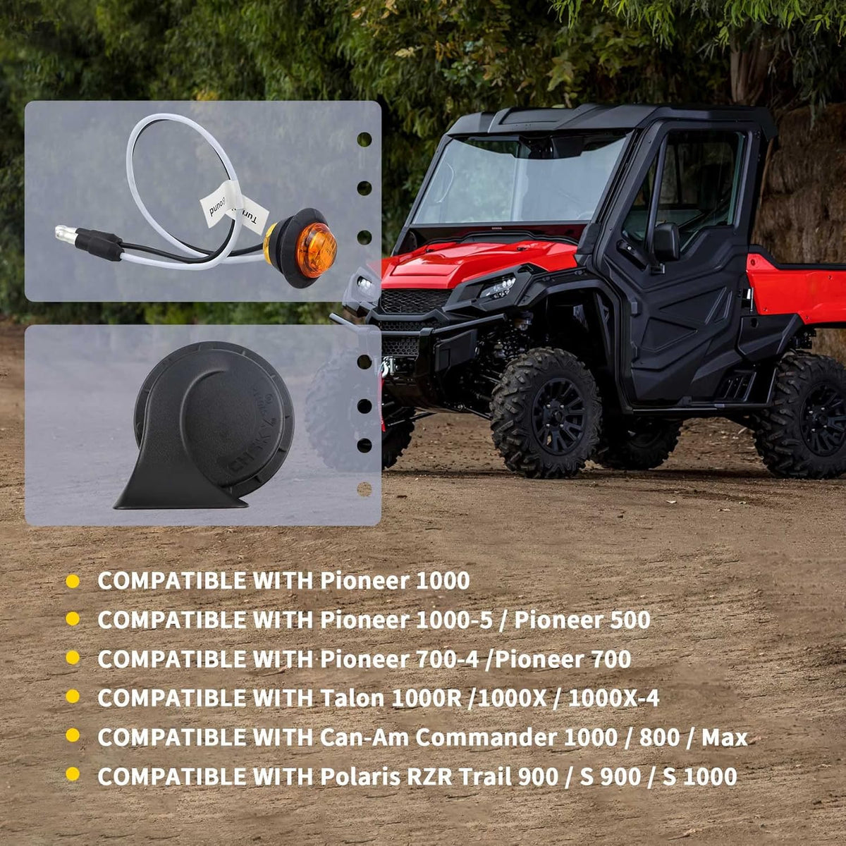 ATV/UTV Turn Signal Kit with Toggle Switch Horn Kit Amber Light 4Pcs R9158