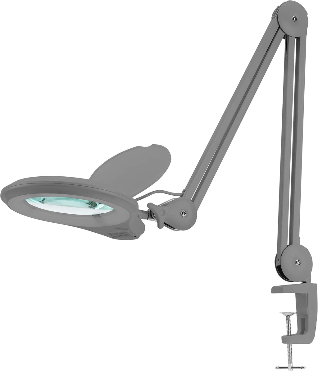 1,200 Lumens Dimmable LED Magnifying Lamp with Clamp, 5 Diopter, 5 Inches Lens, Gray J52054