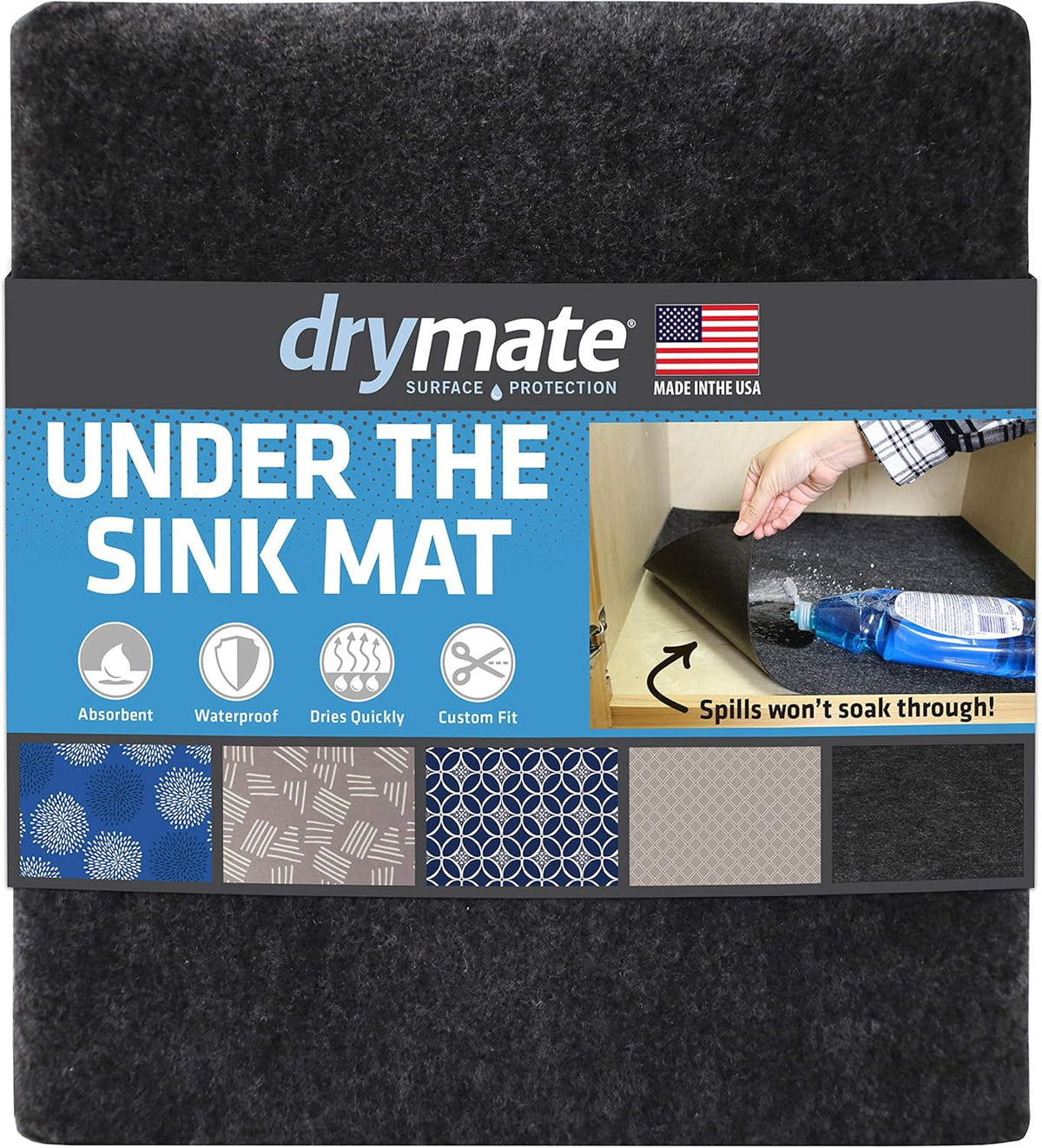 Under The Sink Mat, Cabinet Protection Mat, Shelf Liner - Absorbent Waterproof Slip-Resistant Machine Washable G3662