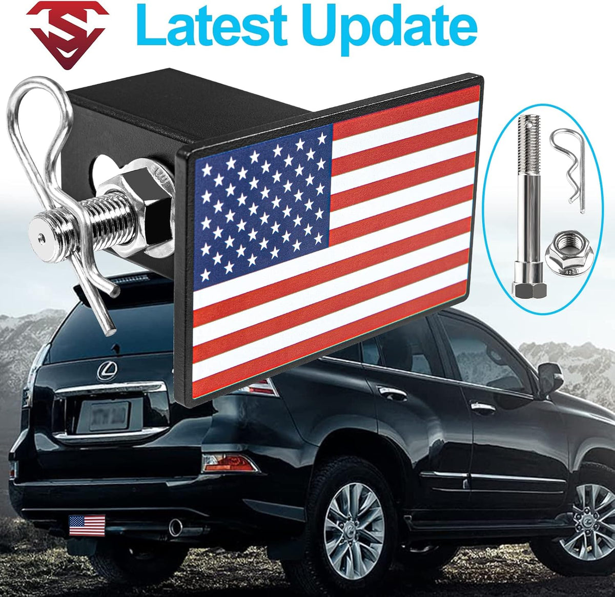 American Metal Flag Trailer Hitch Cover S386