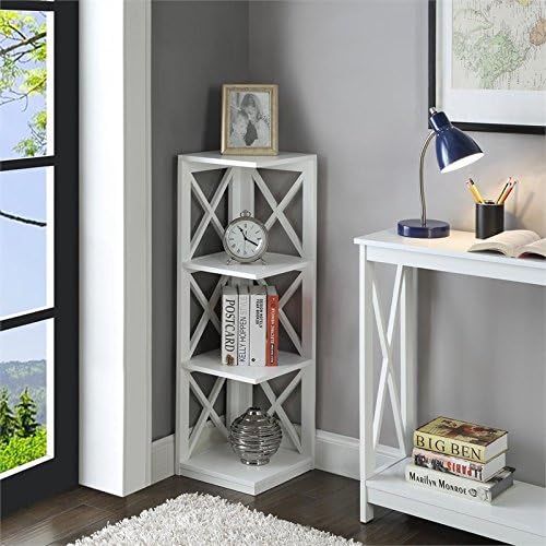 3 Shelf Corner Bookcase in White R223