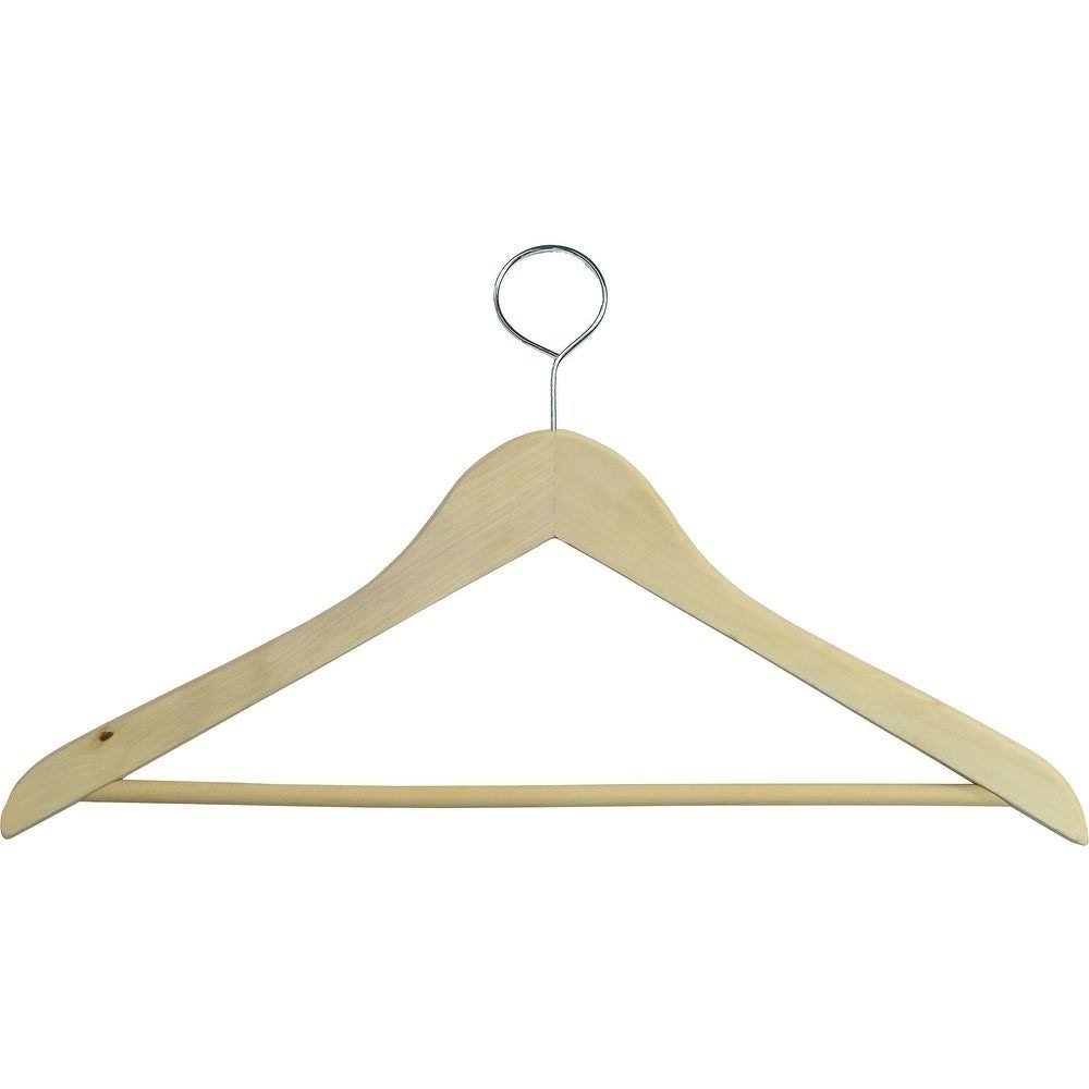 Natural Finish Wooden Hangers with Clips, Box of 50 R734