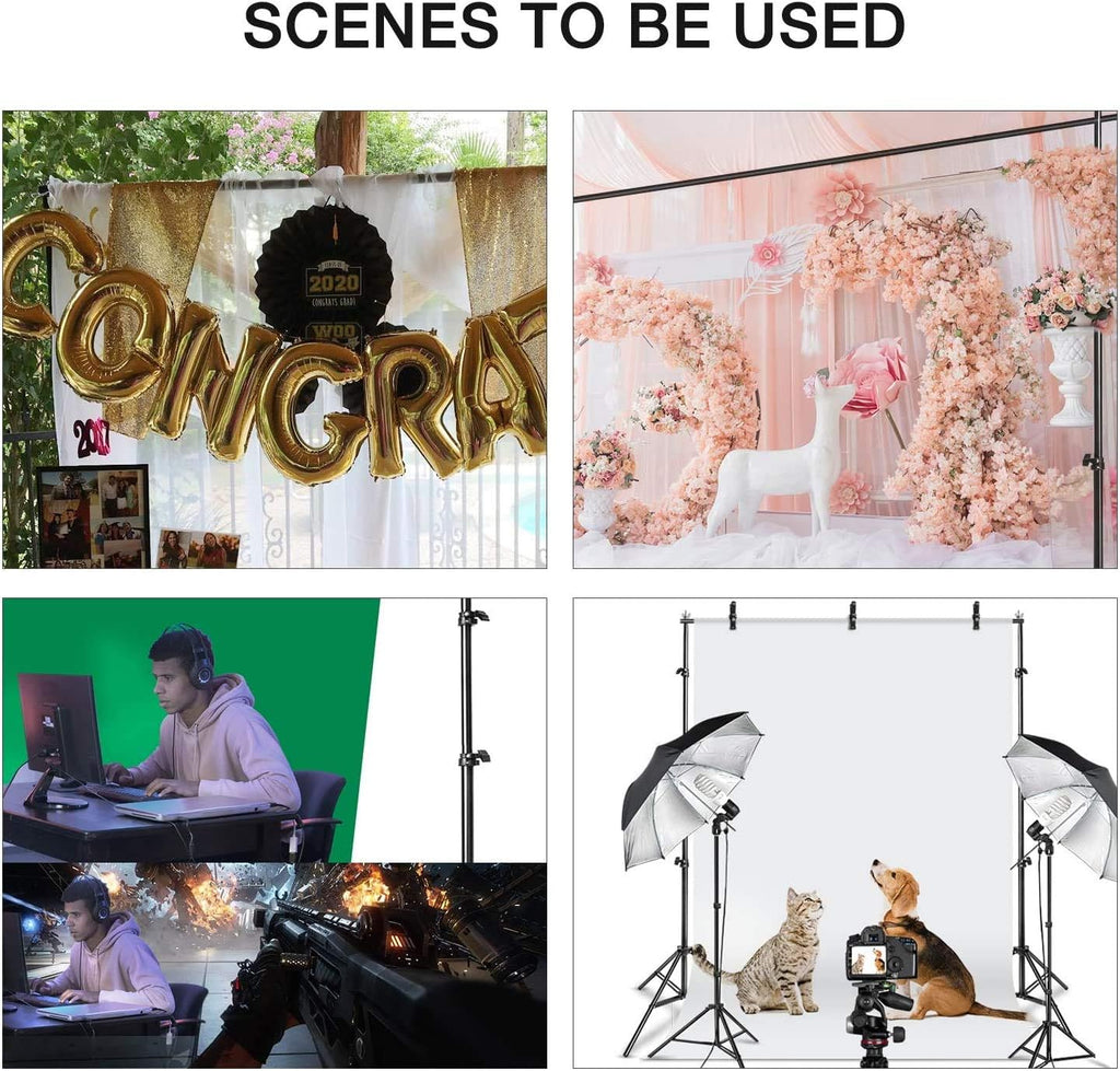 10x8.5FT Backdrop Stand Kit with Spring Clamp, Sand Bag, Carry Bag J372770