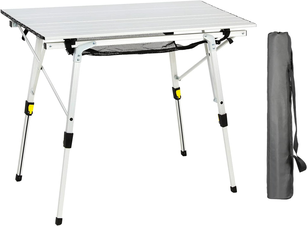 Portable Folding Camping Table Aluminum Lightweight with Mesh Layer K3303