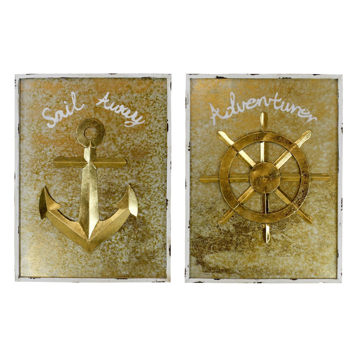 Nautical Wall Decor Set of 2 Gold N3257