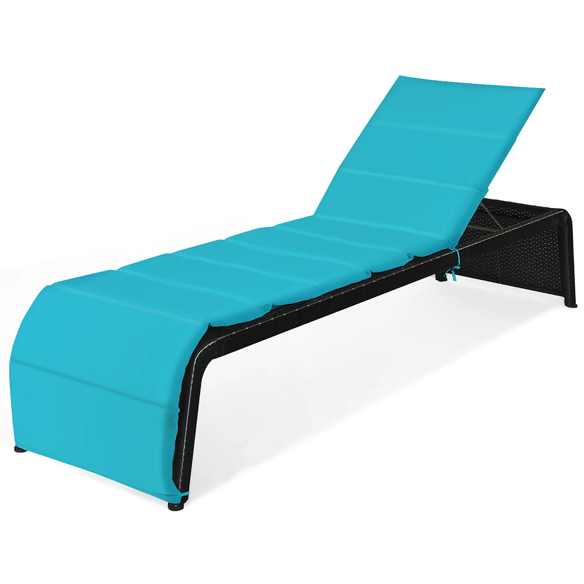 Turquoise Rattan Chaise Lounge Chair T4306