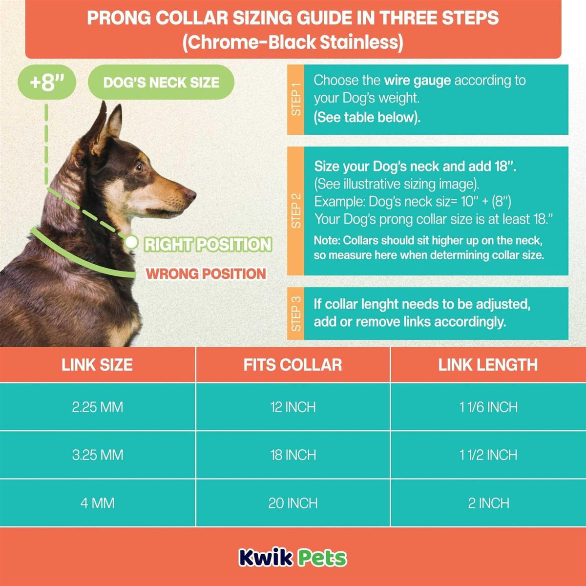 Stainless Dog Prong Training Collar W329