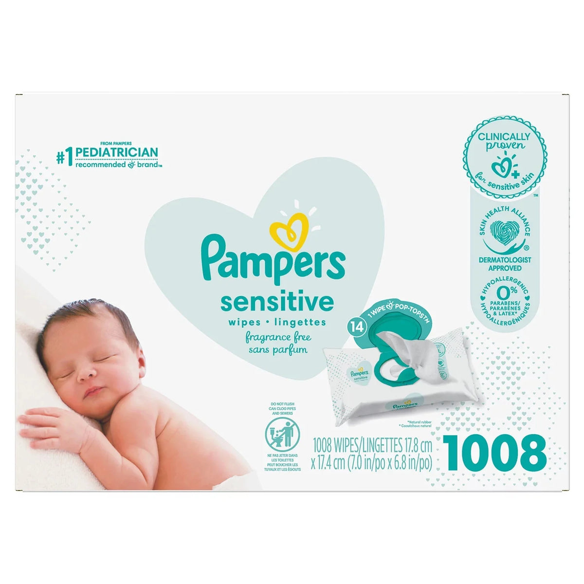 Baby Wipes, Sensitive Perfume Free, 14 Pop-Top Packs (1008 wipes) P7587
