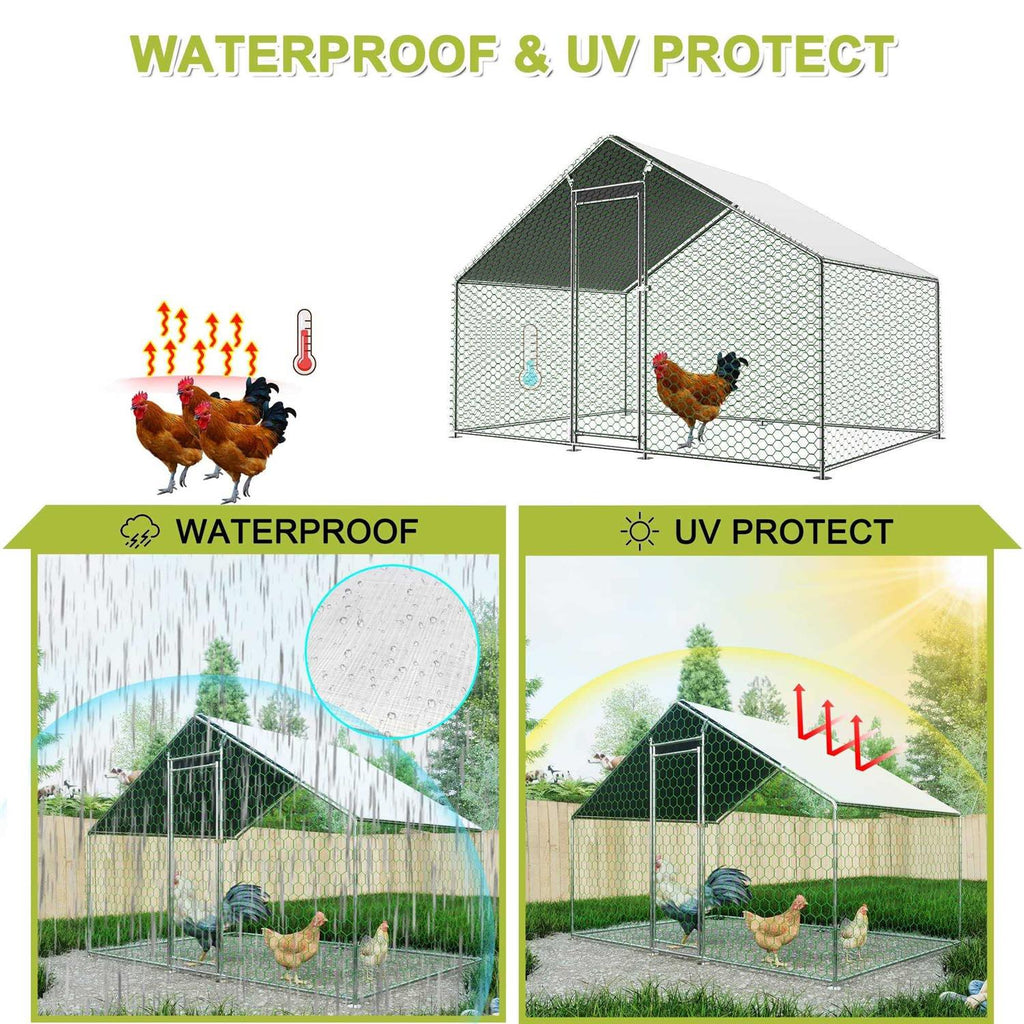 Outdoor Metal Chicken Coop Cover with Ball Bungees O37235