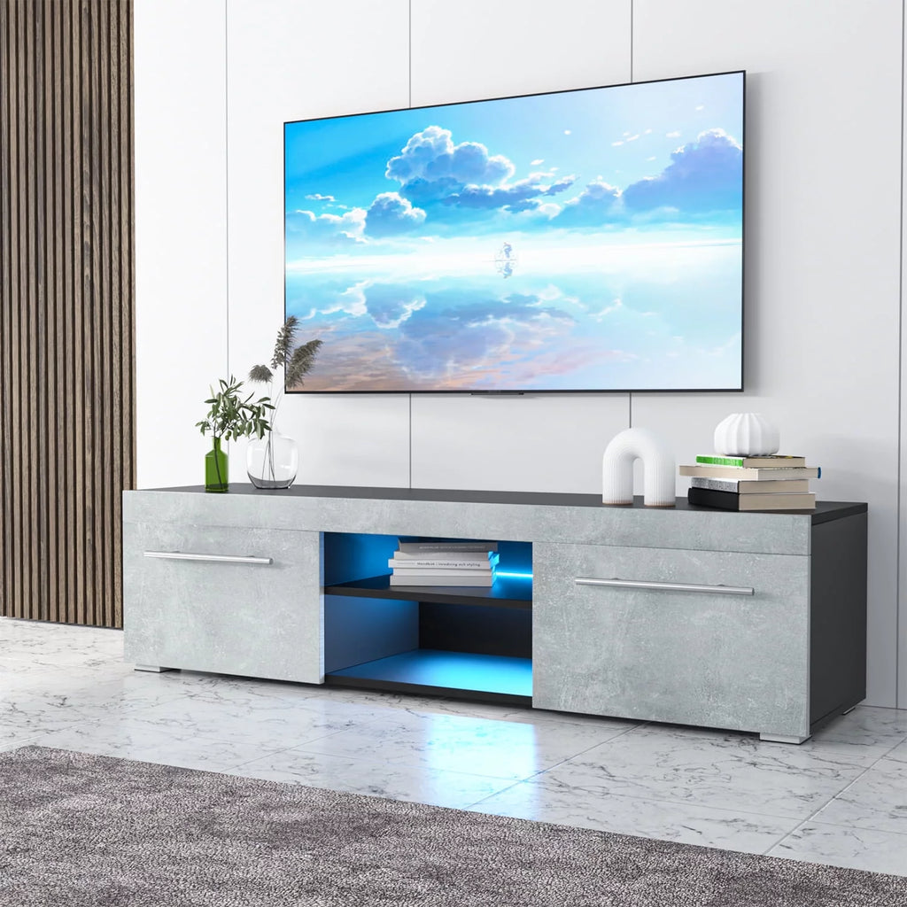 White High Gloss TV Stand with LED Lights W8482
