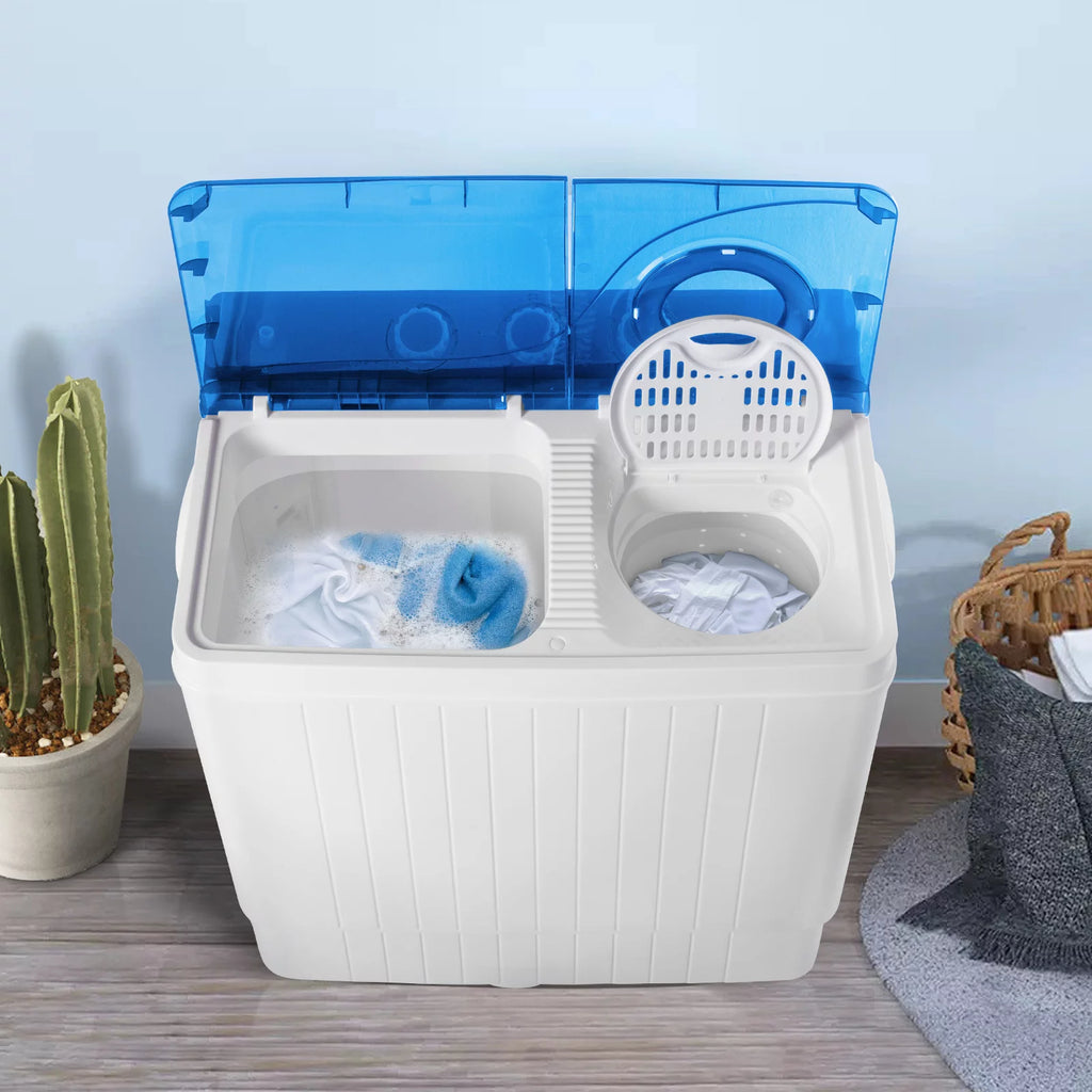 Portable 26lbs Compact Twin Tub Washing Machine White Black U532825