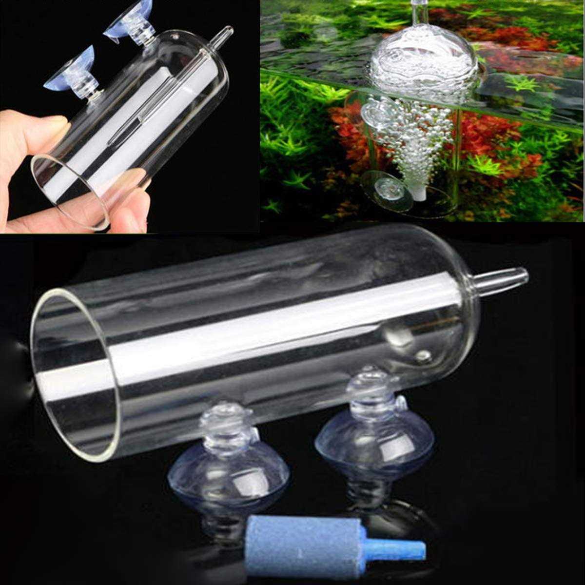 Aquarium Air Oxygen Bubbler Glass Cup with Water Tube I399757