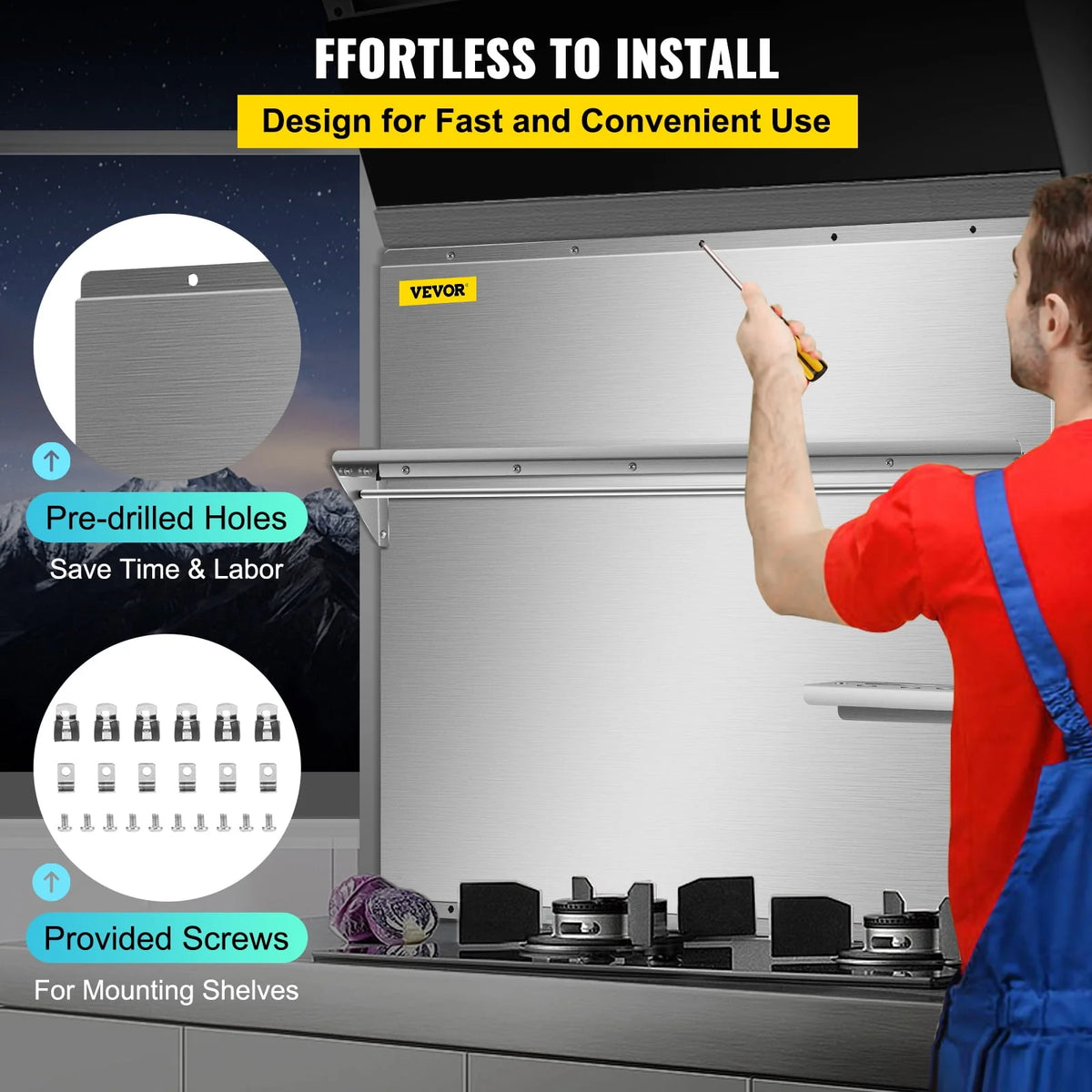 Stainless Steel Range Backsplash with Shelf B878