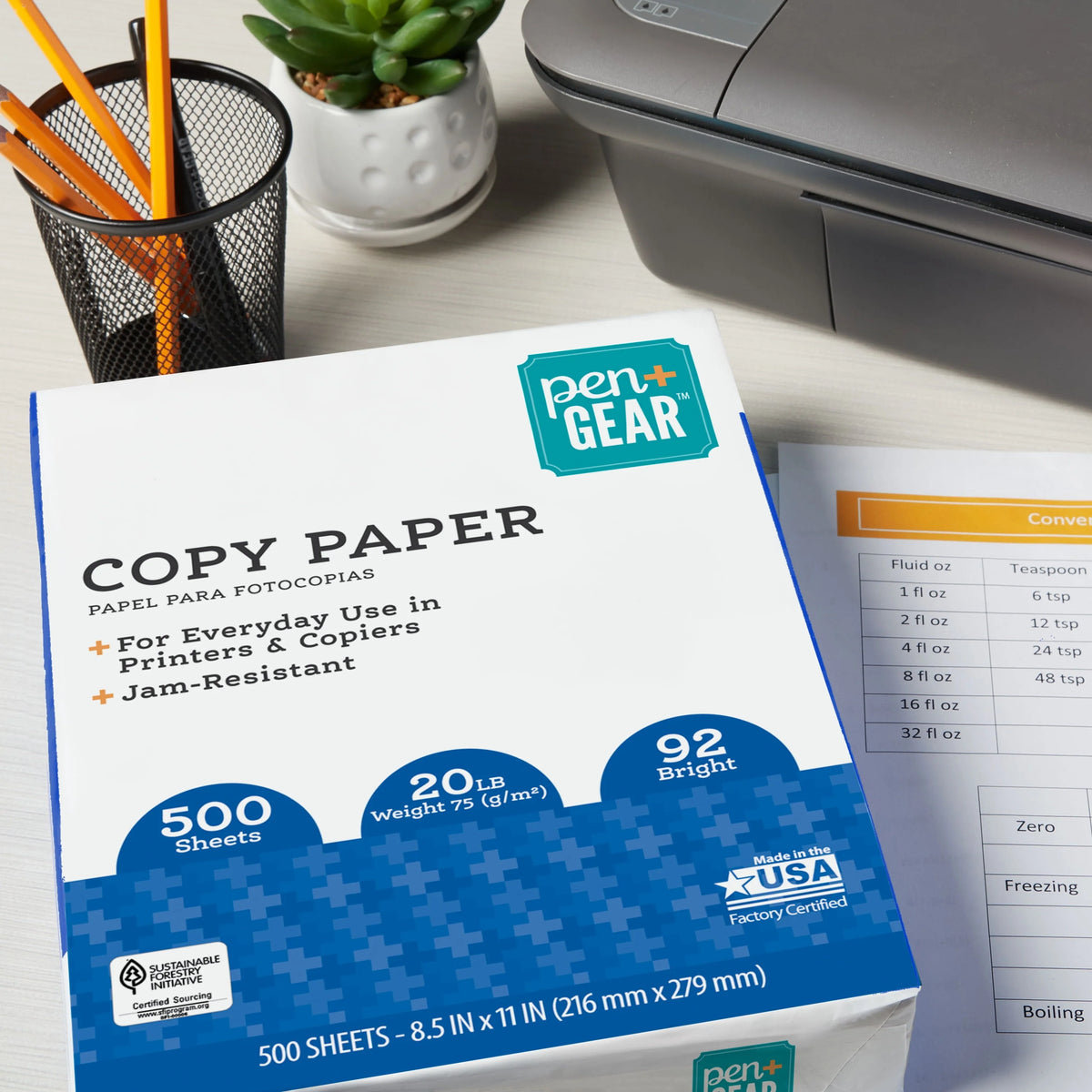 Copy Paper, 8.5 x 11, 92 Bright, White, 20 lb., 1 Ream (500 Sheets) B642