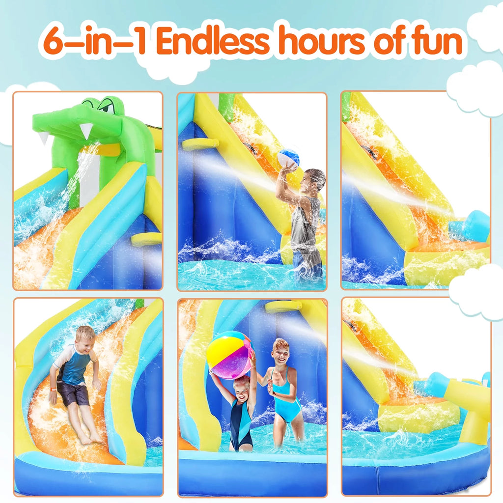 Inflatable Bounce House with Water Slide and Spray Pool P305627