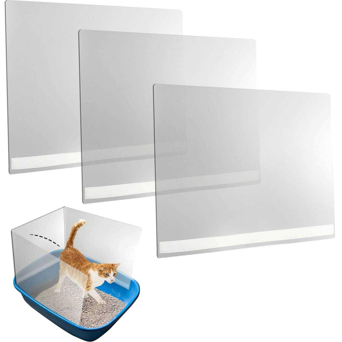 3 Pcs Cat Litter Box Pee Shields D940