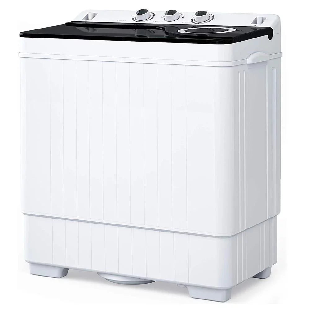 Portable 26lbs Compact Twin Tub Washing Machine White Black U532825